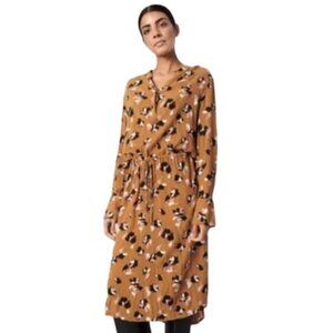 Soaked in Luxury golden brown zaya long sleeve floral dress size M NWT